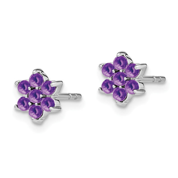 14K White Gold Floral Amethyst Stud Earrings
