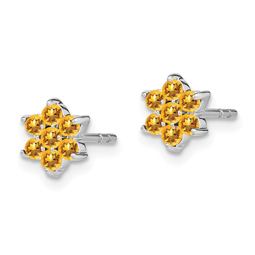 Shop Exclusive 14K White Gold Floral Citrine Stud Earrings - Stylish Value!