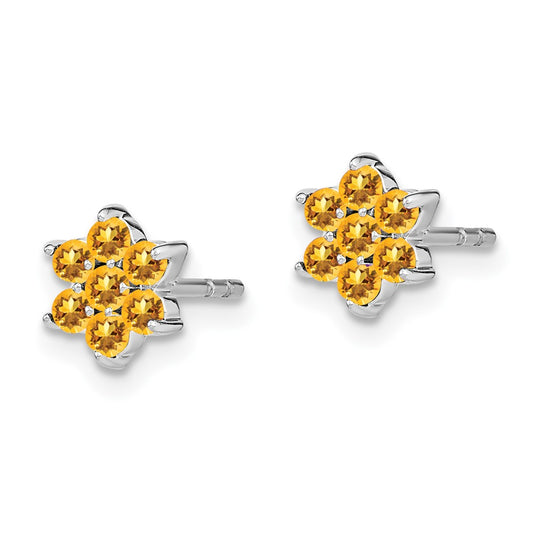Shop Exclusive 14K White Gold Floral Citrine Stud Earrings - Stylish Value!