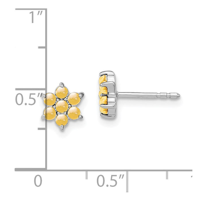 Shop Exclusive 14K White Gold Floral Citrine Stud Earrings - Stylish Value!-4