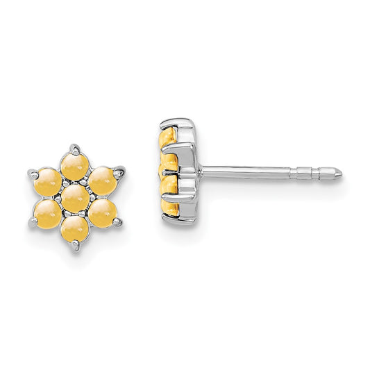 Shop Exclusive 14K White Gold Floral Citrine Stud Earrings - Stylish Value!