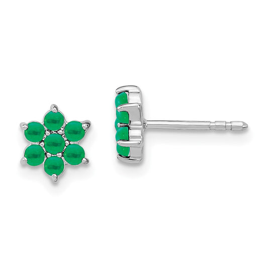 Shop 14K White Gold Emerald Blossom Stud Earrings - Stylish & Affordable Luxury
