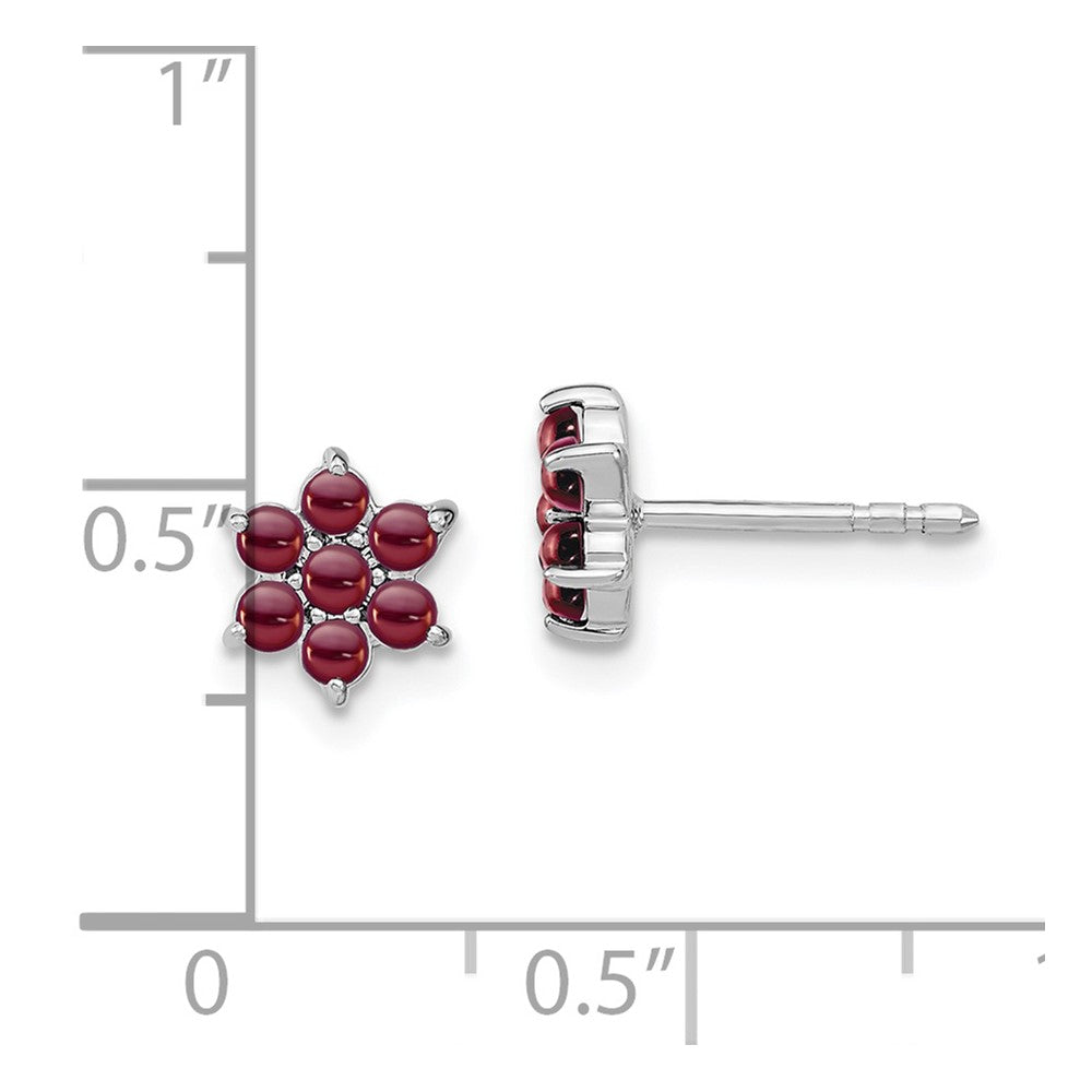 Buy Exclusive 14K White Gold Floral Garnet Stud Earrings - Stylish Value!