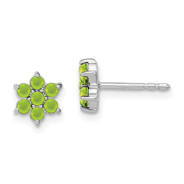 14K White Gold Floral Peridot Stud Earrings