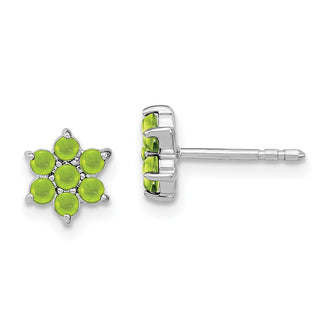 Buy 14K White Gold Floral Peridot Stud Earrings - Stylish & Affordable Luxury
