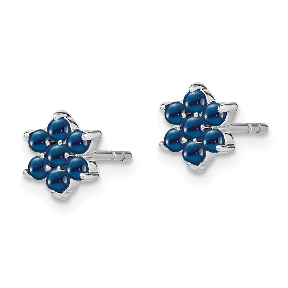 High-Quality 14K White Gold Floral Sapphire Stud Earrings - Stylish & Affordable!