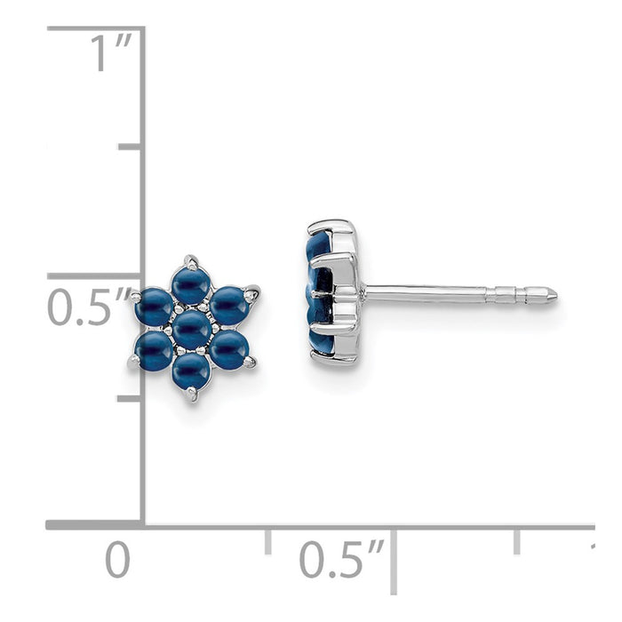High-Quality 14K White Gold Floral Sapphire Stud Earrings - Stylish & Affordable!-4