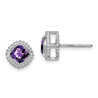 Buy Exclusive 14K White Gold Cushion-Cut Amethyst Earrings | Stylish Value