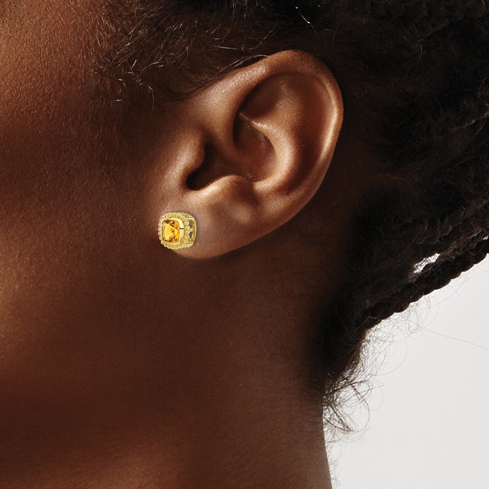 Shop Exclusive 14K Gold Cushion-Cut Citrine Earrings - Stylish & Affordable!