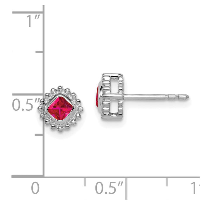 Exclusive 14K White Gold Cushion-Cut Ruby Earrings | Stylish & Affordable Luxury-2