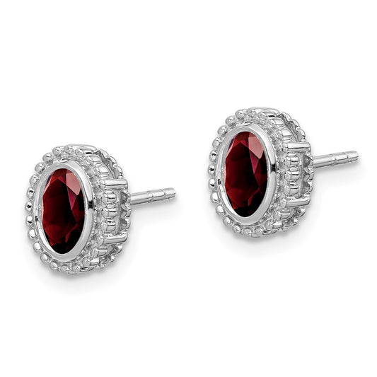 Exclusive 14K White Gold Oval Garnet Stud Earrings - Stylish & Affordable Value