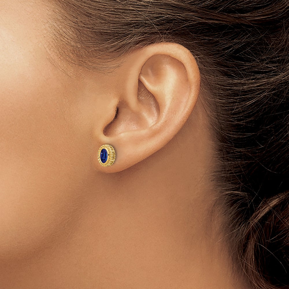 Shop Stylish 14K Gold Oval Sapphire Stud Earrings - Luxury & Quality Guaranteed