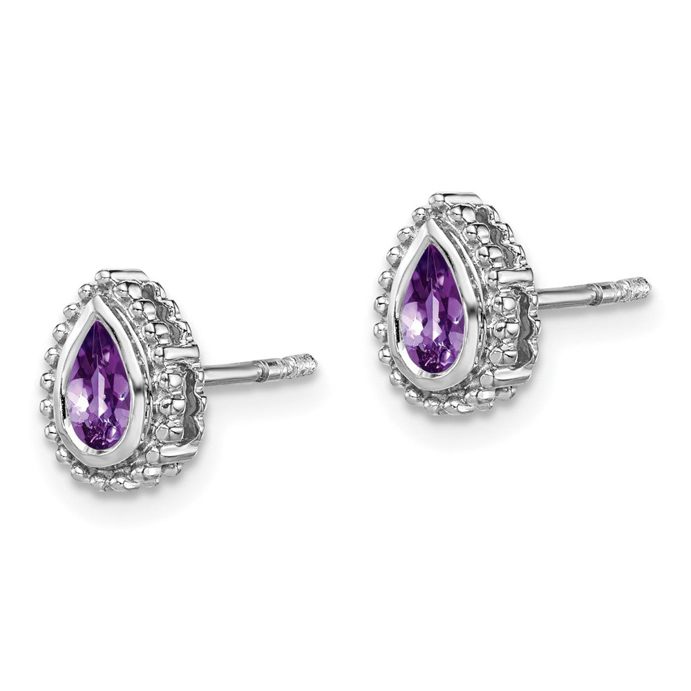 Shop Designer 14K White Gold Pear-Shaped Amethyst Stud Earrings - Stylish Value