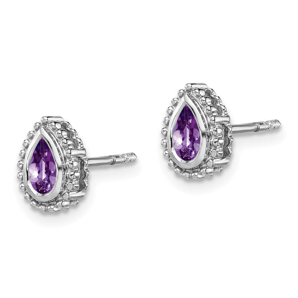 14K White Gold Pear-Shaped Amethyst Stud Earrings