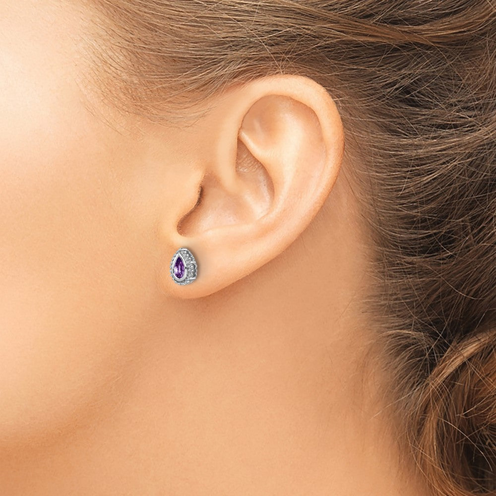 Shop Designer 14K White Gold Pear-Shaped Amethyst Stud Earrings - Stylish Value