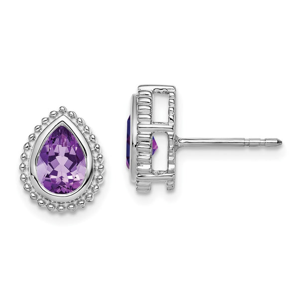14K White Gold Pear-Shaped Amethyst Stud Earrings