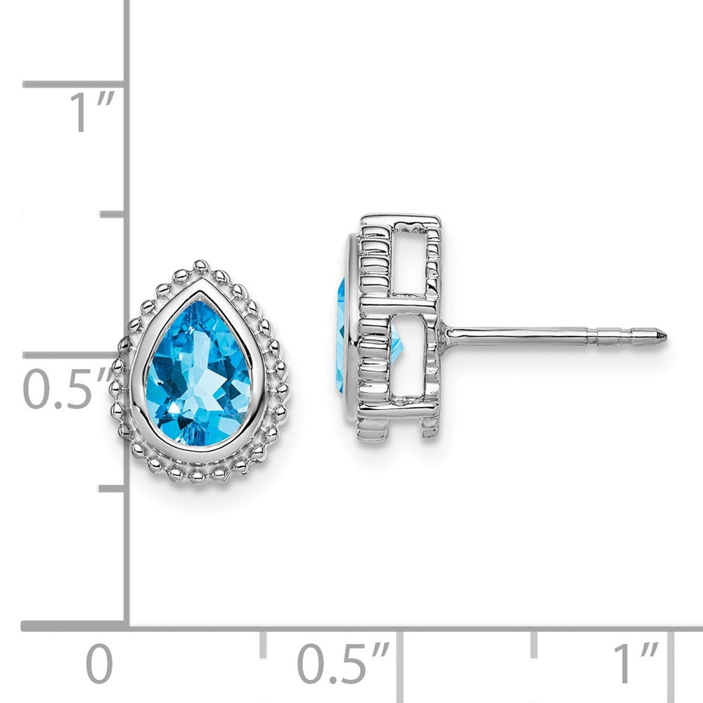 Buy Designer 14K White Gold Blue Topaz Pear-Shaped Stud Earrings - Stylish Value
