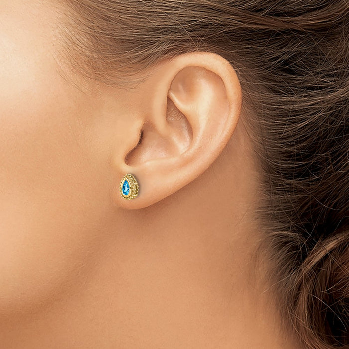 Shop Stylish 14K Gold Blue Topaz Stud Earrings | Affordable Luxury Design-3