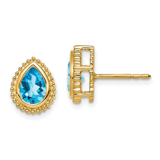 Shop Stylish 14K Gold Blue Topaz Stud Earrings | Affordable Luxury Design