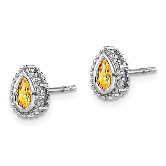 Shop Exclusive 14K White Gold Pear-Shaped Citrine Stud Earrings - Luxury Value!
