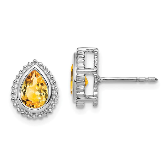 Shop Exclusive 14K White Gold Pear-Shaped Citrine Stud Earrings - Luxury Value!
