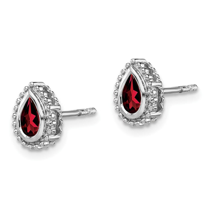 High-Quality 14K White Gold Pear-Shaped Garnet Stud Earrings - Stylish Value-2
