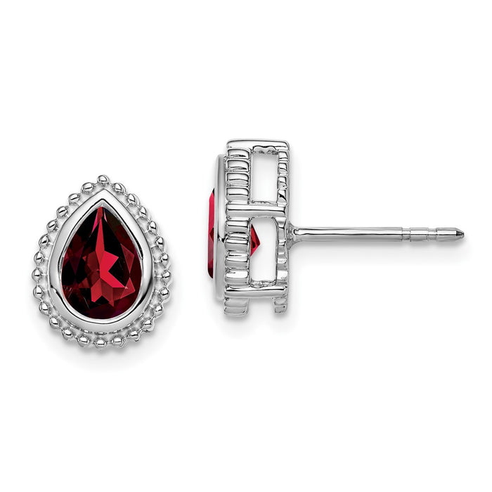 High-Quality 14K White Gold Pear-Shaped Garnet Stud Earrings - Stylish Value-1