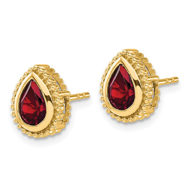 14K Gold Pear-Shaped Garnet Stud Earrings