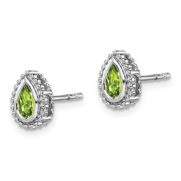 14K White Gold Pear-Shaped Peridot Stud Earrings