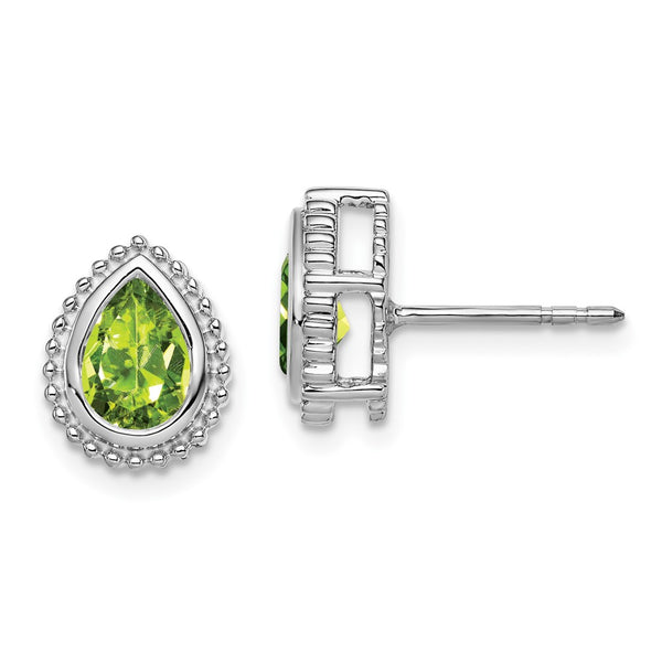 14K White Gold Pear-Shaped Peridot Stud Earrings