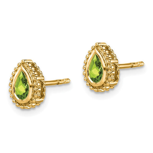 Buy Stylish 14K Gold Peridot Pear-Shaped Stud Earrings - Luxury Design