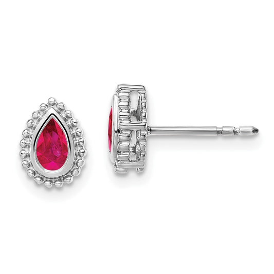 Buy Exclusive 14K White Gold Pear-Shaped Ruby Stud Earrings - Stylish Value!