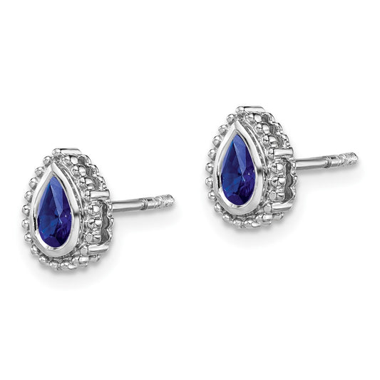 Buy Exclusive 14K White Gold Pear-Shaped Sapphire Stud Earrings - Stylish Value