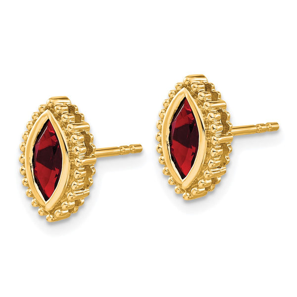 14K Gold Marquise Garnet Stud Earrings - Style GR1-1003482
