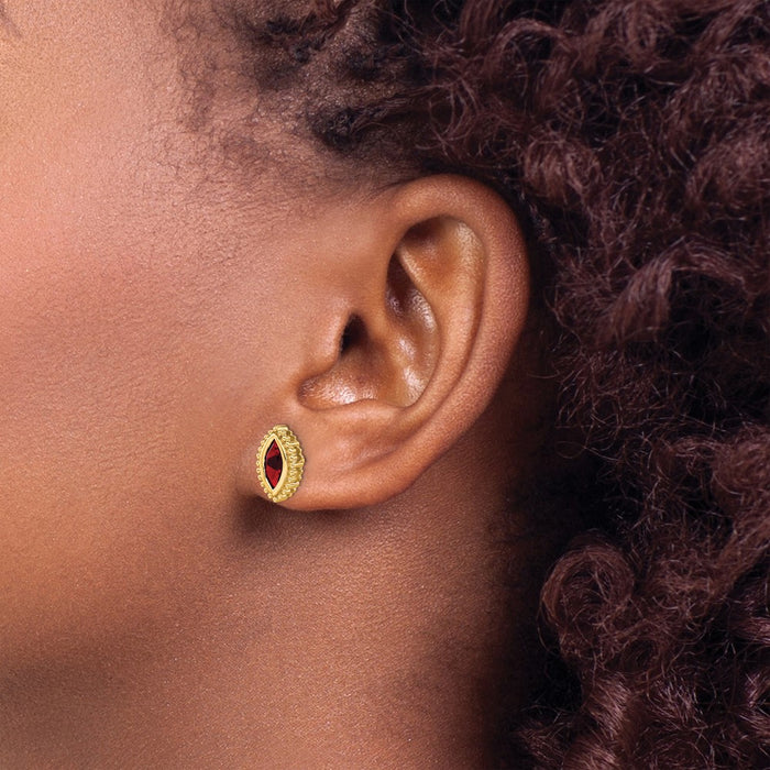 Shop Exclusive 14K Gold Marquise Garnet Stud Earrings - Stylish Luxury Value-3