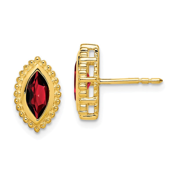 14K Gold Marquise Garnet Stud Earrings - Style GR1-1003482