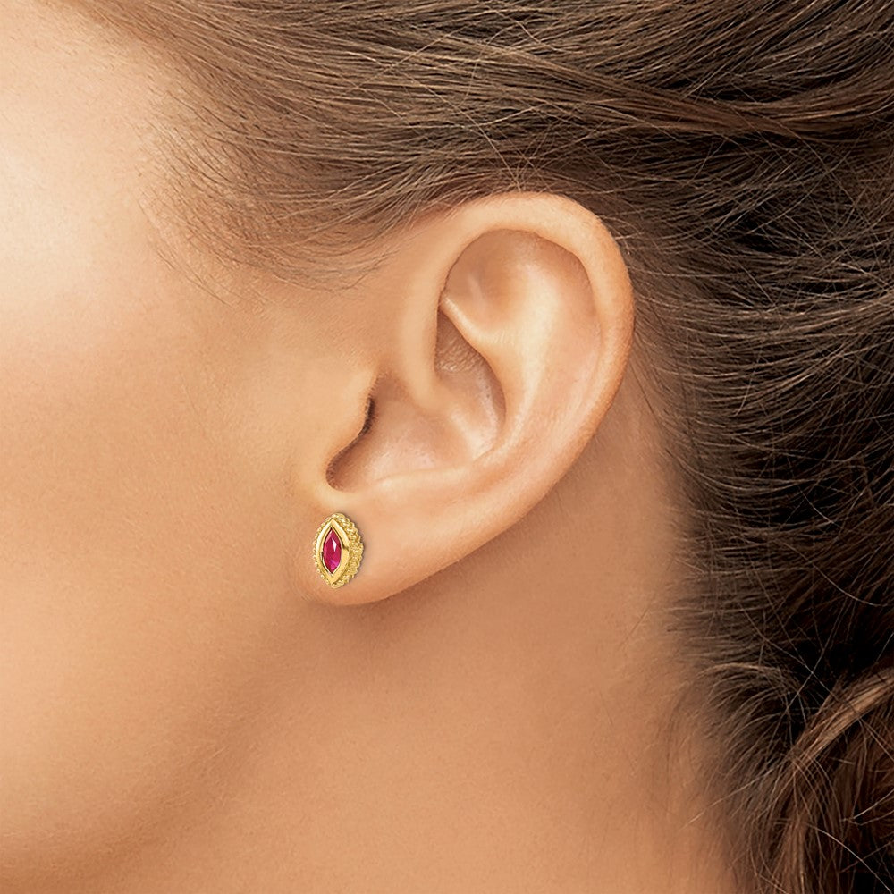 High-quality 14K Gold Marquise Ruby Stud Earrings - Stylish & Affordable Value