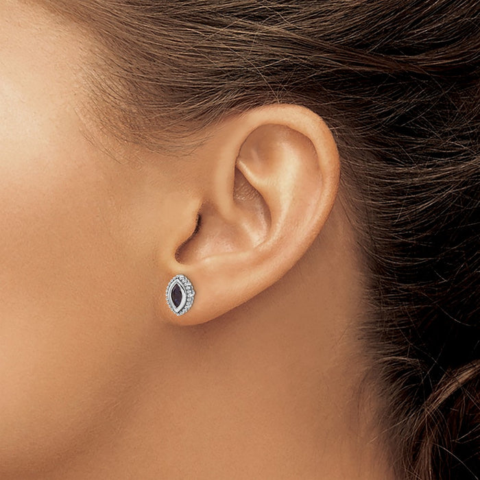Buy 14K White Gold Marquise Sapphire Stud Earrings | Stylish Luxury Value-3