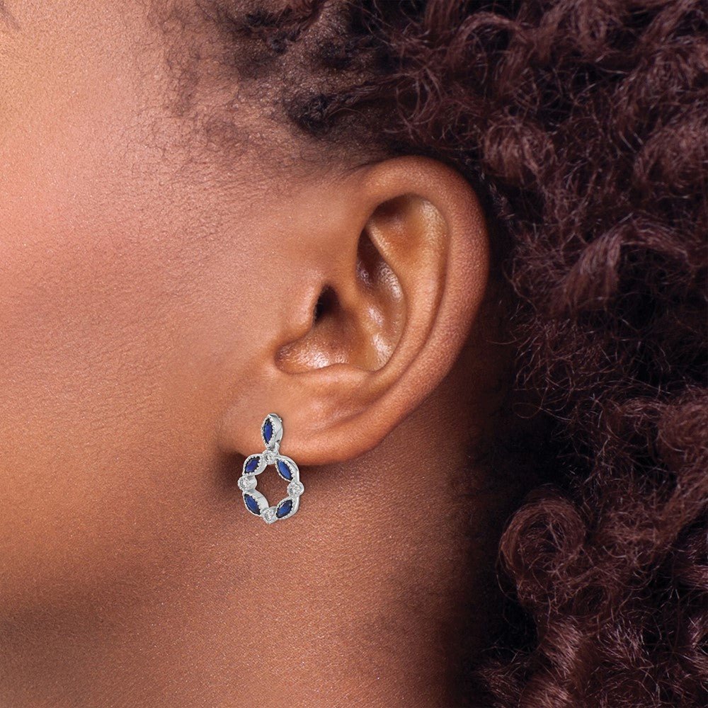 Shop Exclusive 14K White Gold Sapphire & Diamond Drop Earrings - Luxury Value
