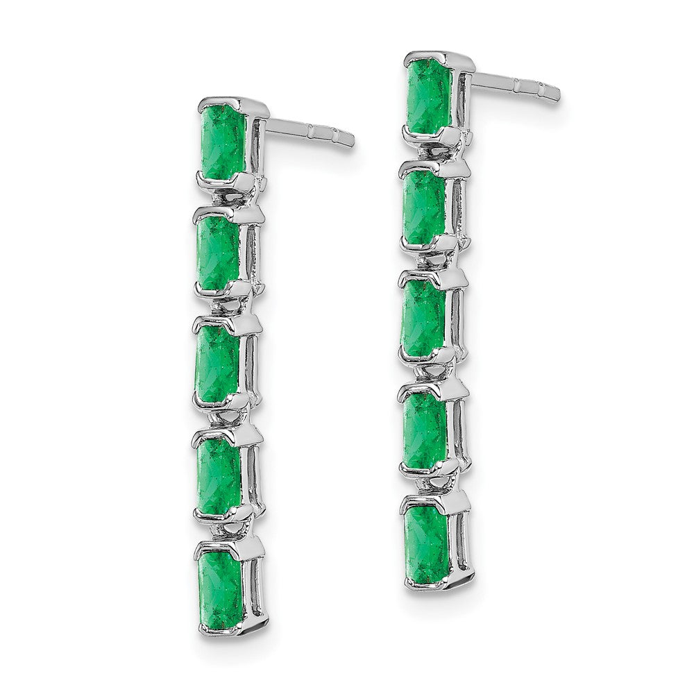 Buy Stylish 14K White Gold Emerald Five-Stone Drop Earrings | Luxury Value