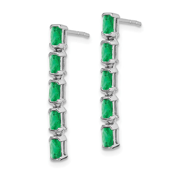14K White Gold Emerald Five-Stone Drop Earrings