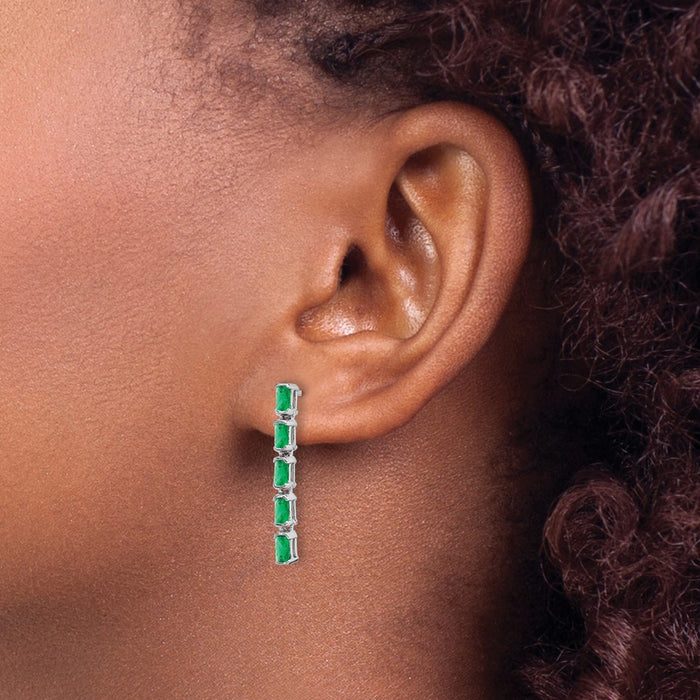 Buy Stylish 14K White Gold Emerald Five-Stone Drop Earrings | Luxury Value-3