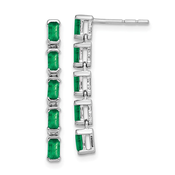 14K White Gold Emerald Five-Stone Drop Earrings