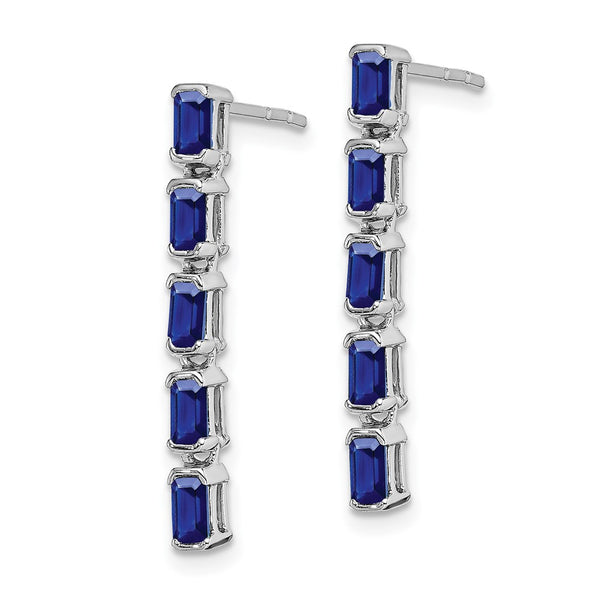 14K White Gold Five-Stone Sapphire Dangle Earrings