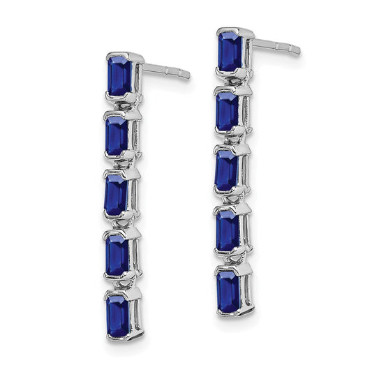 Exclusive 14K White Gold Five-Stone Sapphire Dangle Earrings - Stylish Luxury