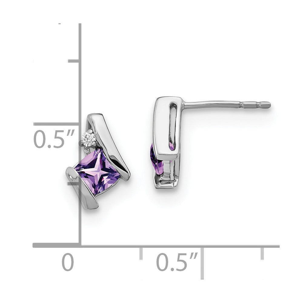Buy 14K White Gold Cushion-Cut Amethyst & Diamond Earrings - Stylish Luxury!