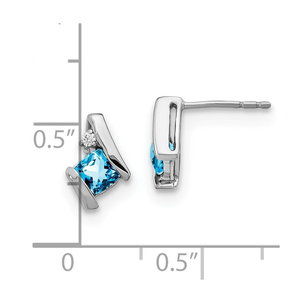 Buy Stylish 14K White Gold Cushion-Cut Blue Topaz & Diamond Earrings