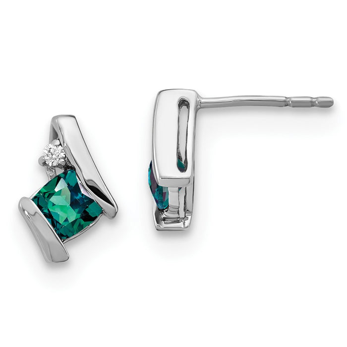 Buy Stylish 14K White Gold Cushion-Cut Alexandrite & Diamond Earrings - Luxury Value-1