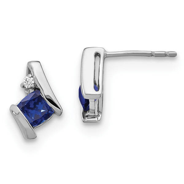 14K White Gold Cushion-Cut Sapphire & Diamond Earrings