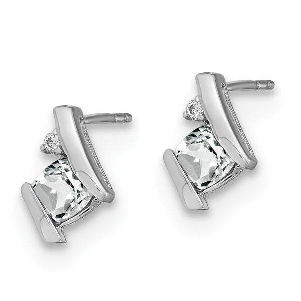 14K White Gold Cushion-Cut White Topaz & Diamond Earrings